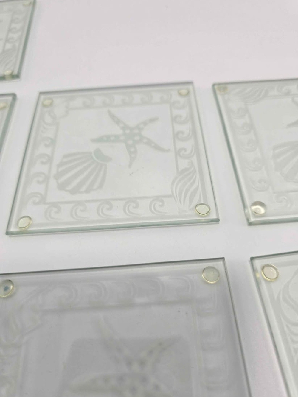 Etched Glass Coasters with Seashell & Starfish Motif - Clear Pier 1 Imports